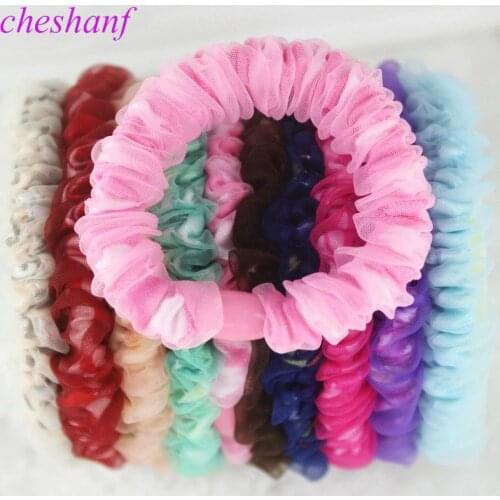 Cheshanf 10pcs/lot Double Layer Women Chiffon Gum For Hair Printed Flower Hair Accessories Ornaments Hair Clips For Women