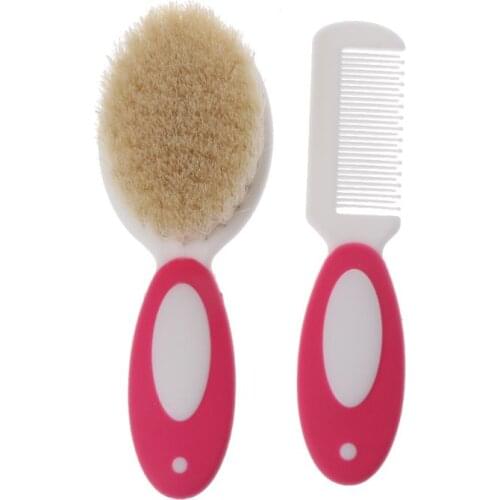 2pcs Portable Soft Newborn Baby Hair Brush Baby Kids Comb Child Hairbrush Sets Boys Girls Head Massager 24BE