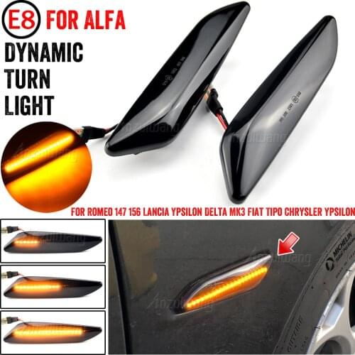 2Pcs LED Dynamic Side Marker Light Arrow Turn Signal Blinker Lamps For Alfa Romeo 156 147 / Fiat Tipo / Lancia Delta 3 Ypsilon