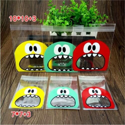 20Pcs Cute Cartoon Monster Cookie Candy Bag Self-Adhesive Plastic Packing Bag For Wedding Party Biscuits Baking Package Supplies