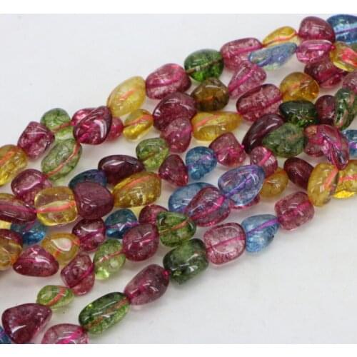 2015 high quality Beautiful Fashion Irregular 10x16mm Multicolor Tourmaline Jewellery Loose Bead 15'' Wholesale and retail