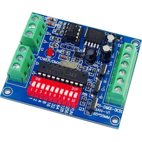 3CH DMX512 LED Controller 3 Channel RGB DMX Decoder 3CH*5A 15A WS-DMX-3CH-BAN-V1 for RGB LED Strip Light Module DC5V-24V