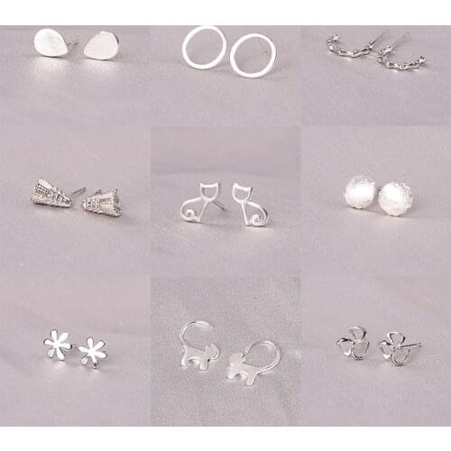 925 Sterling Silver Pin Earrings are unusual Cute small exquisite girl simple style earrings New Year gift in 2021