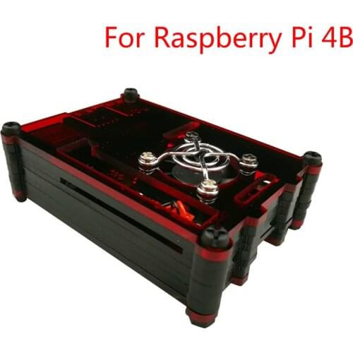 Raspberry Pi 4B Case Acrylic Case Box Cover 9 Layer With Cooling Fan Enclosure Colorful Heat Sink For Raspberri Pi 4 Model B