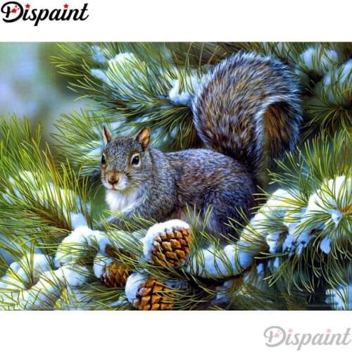 Dispaint Full Square/Round Drill 5D DIY Diamond Painting "Animal squirrel" 3D Embroidery Cross Stitch Home Decor Gift A11004