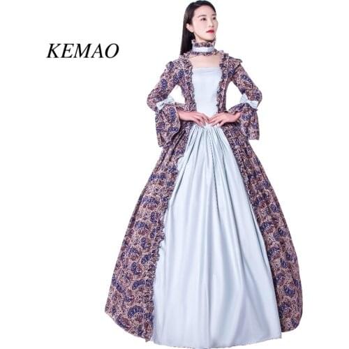 Free shipp Hot Sale Victorian Rococo Costume Womens Adults' Dress Purple Vintage Cosplay Flocked Long Sleeves Bell Ankle Length