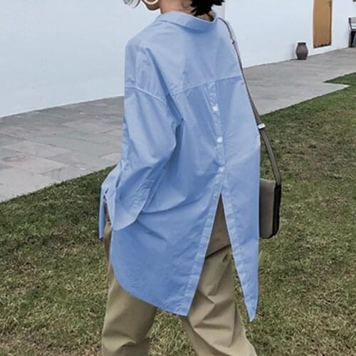 Top Fashion Celmia Women Casual Solid Asymmetrical Blouses Tunic Shirts Long SLeeve Buttons Laple Loose Office Blusas Femininas