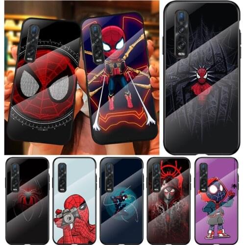 Marvel Anime Spiderman For OPPO A9 2020 A52 Find X2 Lite Realme 7 7i C3 XT 6 5 Pro Tempered Glass Cover Phone Case