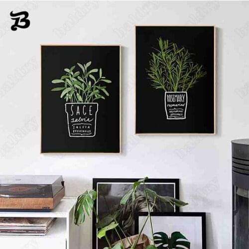 Black Canvas Pictures Decor Wall Art White Minimalist Flower Pots and Green Plants Nordic Style Posters Prints Home Decoration