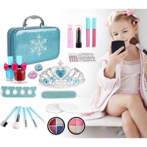 Childrens Cosmetics Toy Princess Girl Play House Make-Up Eye Shadow Nail Polish Crown Makeup Box Set SNO88