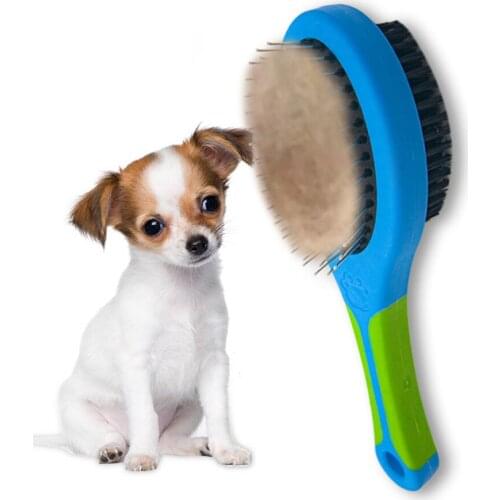 Double Faced Pet Dog Comb Long Hair Brush Plastic Handle Puppy Cat Massage Bath Brush Multifunction Pet Grooming Tools