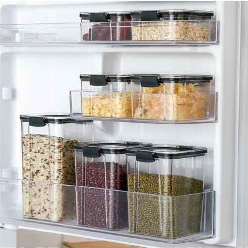 Eco-Friendly Kitchen Food Storage Containers Refrigerator Organizer Tea Bean Grain Food Storage Box Transparent Sealed Container