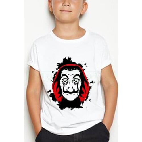 Funny La Casa De Papel T Shirt Kids Summer Top Cartoon Money Heist Tshirt Bella Ciao Kawaii House of Paper Boys T-shirt Children