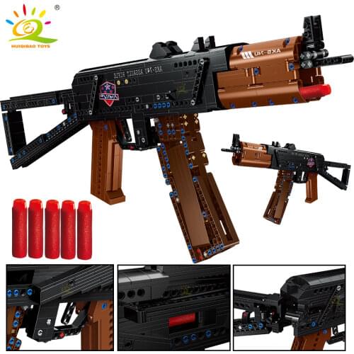 HUIQIBAO TOYS 881Pcs Automatic Rifle Weapon Gun Model Building Block Set high-tech Bricks City Military DIY Toy For Children Boy