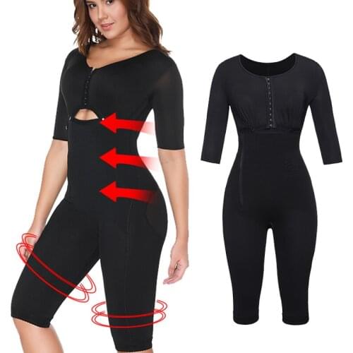 Colombianas Post-Surgery Full Body Arm Shaper Body Suit Powernet Girdle Black Waist Trainer Corsets Slimming Shapewear