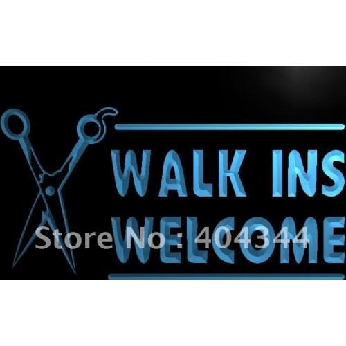 LB128- OPEN WALK INS WELCOME Hair Cut LED Neon Light Sign home decor crafts