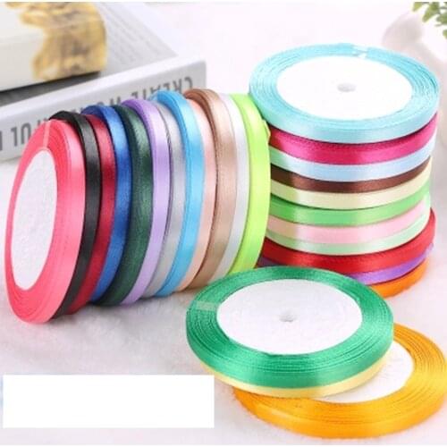 2PCS/lot 50 Yards Of Silk Ribbon 6 mm Wedding Party Decorative Gift Wrap Christmas Supplies Pick Color
