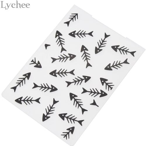 Lychee Life Fish Bone Plastic Embossing Folder For Scrapbook DIY Album Card Tool Plastic Template Stamp Card Making Decoration