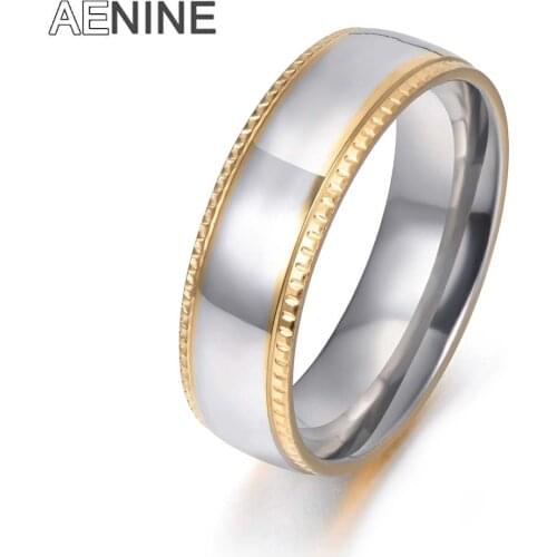 AENINE Trendy Smooth Ring 316 Stainless Steel Anniversary Rings Jewelry For Men & Women Ring Drop Shipping AR17157