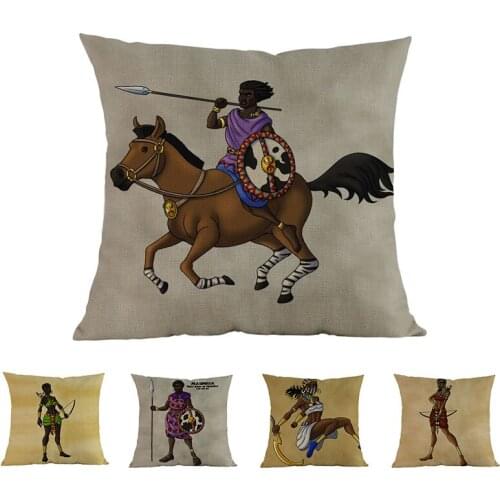 African cartoon character primitive life war pillowcase cushion cover Linen cojines decorativos para sofa pillow cover