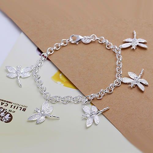 H092 925 Delicate Silver Color Bracelets For Women Charm Fashion Jewelry Five Dragonfly Bracelet /aejaivqa Awpajnwa