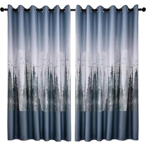 Polyester Window Blinds Drapes Cedar Print Bedroom Living Room Blackout Curtains Inorganic Washing 2000X1000mm One Piece