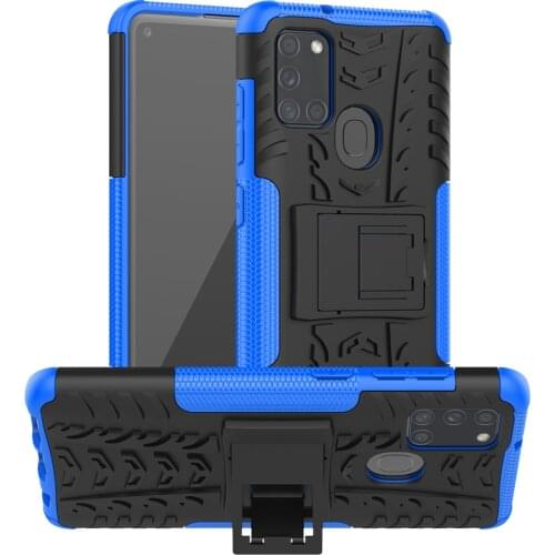 For Samsung A21s Case for Phone Samsung A 21s Case Armor Rugged Dual Layer Shockproof Hard Silicone Case Cover Stand Holder