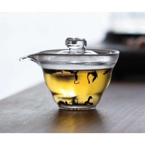 Heat-resistant Glass Gaiwan Tea Cup Tureen Kung Fu Teaware 160ml Fairy Teacup Glass Cup Set Resistant Tea Maker
