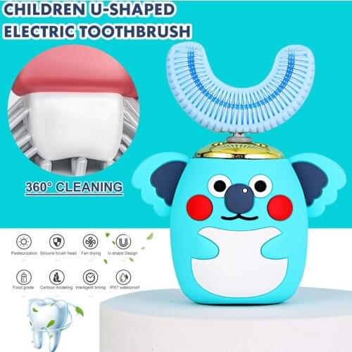 360° U-shaped Sonic Electric Toothbrush IPX7 Waterproof Kids Silicone Automatic Ultrasonic Tooth Brush Children Teeth Brush