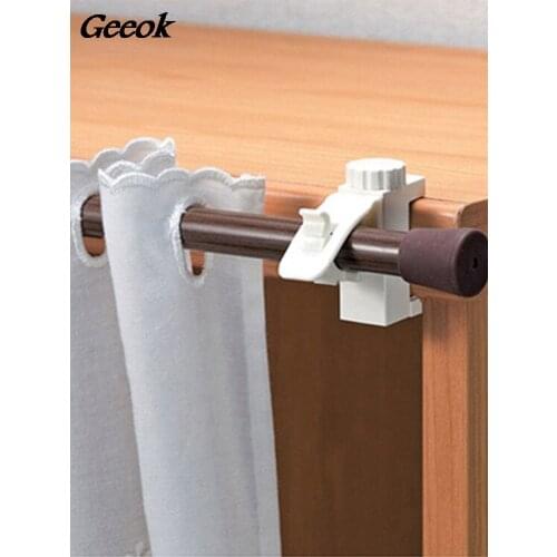 Curtain Rods Bracket Hanger Hook Rod Support Clamp Crossbar Fixing Clip Wall Hooks Organizer Rails Rack Home Storage