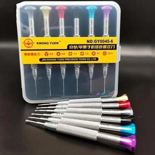High Quality Assortment of 6pcs Stainless Steel Screwdrivers for Mobile Phone Repair