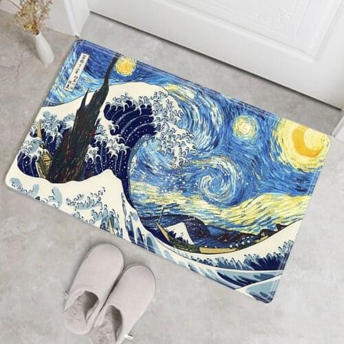 Japan Sea Wave Super Absorbent Bath Mats Kitchen Mat Non-Slip Doormat Modern Home Decor Rug Carpet Living Room Bathroom Mat