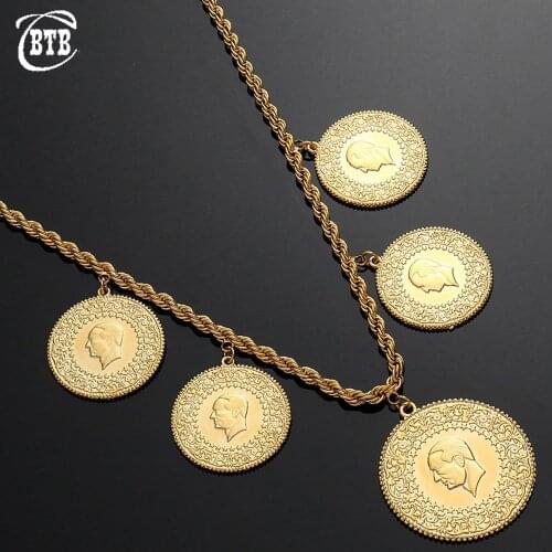Fashion New Arab Gold Coin Women Charm Pendant Necklace Muslim Islamic Luxury Jewelry Lucky Gift Wholesale