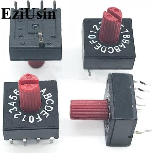 0-F 16 Rotary Coding Knob Switch DIP 5pins 8421C 7mm Shank 4:1 PCB Switching 5p Anti-logic