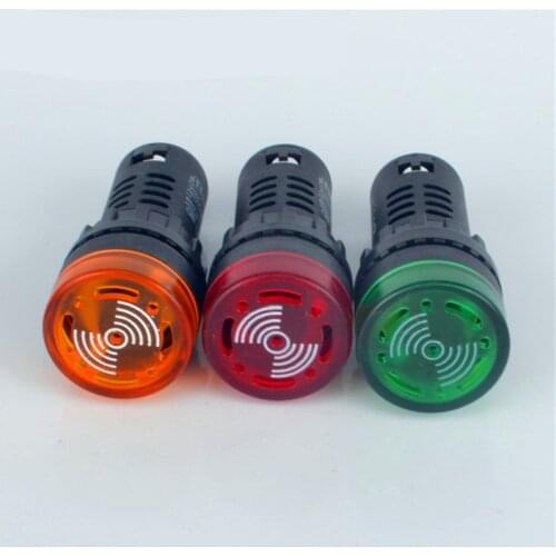 1pc AD16-22SM 12V 24V 110V 220V 380V 22mm Flash Signal Light Red LED Active Buzzer Beep Alarm Indicator Red Green Yellow Black
