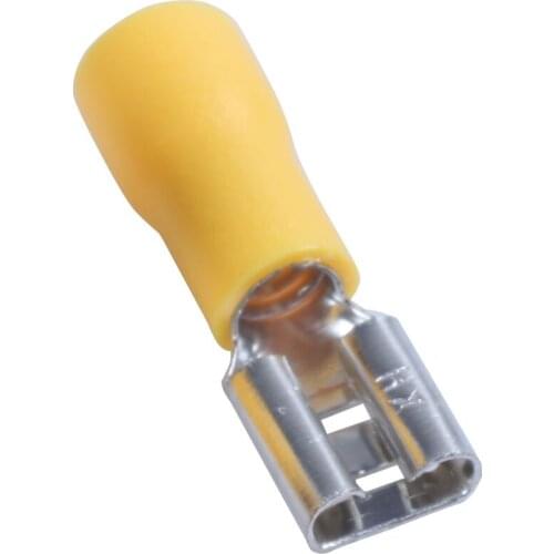 100Pcs 24A Insulated 12-10AWG Female Spade Terminal Crimp Wire Connectors Yellow