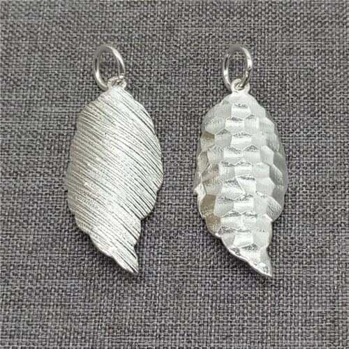2 Sterling Silver Shiny Leaf Charms Leaves Pendants
