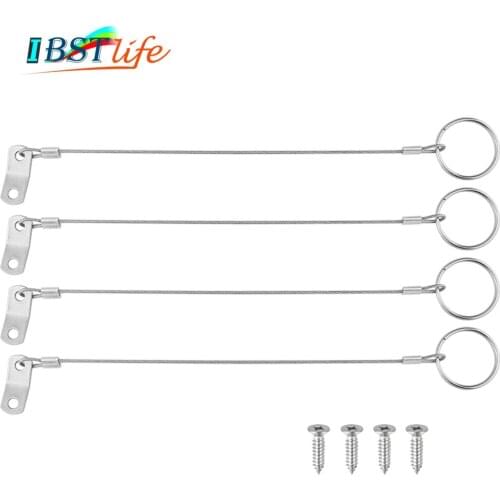 4PCS Stainless Steel 316 Lanyard Cable Safety Tether Wire for Loss Prevention 1 Loop with Quick Release Ring & Rubber Coating