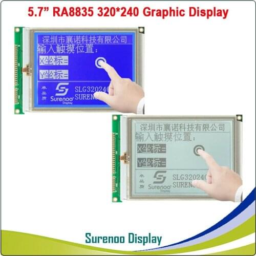 5.7" 160X109MM 320240 320*240 RA8835 FSTN STN Blue Graphic Matrix LCD Module Display Screen with White Backlight & Touch Panel