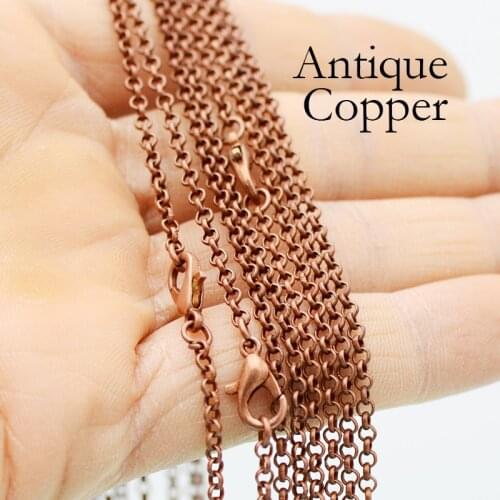 50 pcs - 18, 24 30 inch Rolo Chain Necklace, Antique Copper Necklace Chain, Soldered Circle Link Chain Rolo Necklace