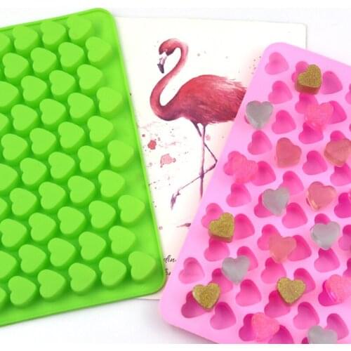 55 Cavity Mini Heart Silicone Chocolate Mold for Jelly Pudding Ice Cube Tray Candy Dessert Pastry Cookie Baking Decorating Tools