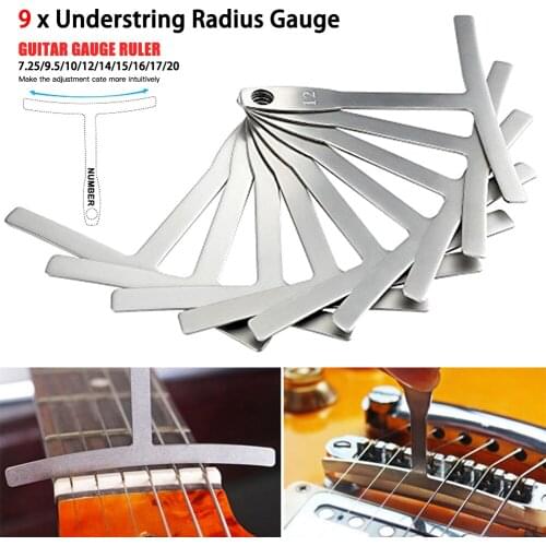 9pcs Understring Radius Accessories Bass String Guitar Gauge Repair Measure T Shape Luthier Builder Stainless Steel Instruments