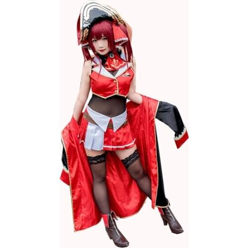 Anime VTuber Hololive Houshou Marine Captain Uniform Dress Cute Suit Any Size Cosplay Costume Women Halloween