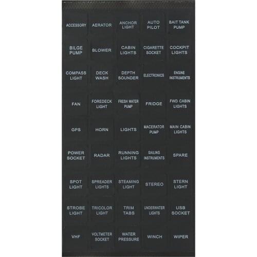 Car Boat Instrument Switch Panel Decals Label Set 45pc Marine GPS Horn Light New