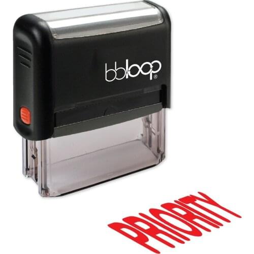 BBloop "PRIORITY" Bold Self-Inking Stamp, Rectangular, Laser Engraved, RED