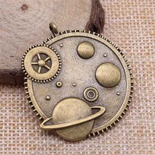 Free shipping 4pcs 41x37mm antique bronze Solar system charms diy retro jewelry fit Earring keychain hair card pendant