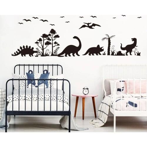 Large Dinosaur Animal Forest Tree Bird Wall Sticker Bedroom Living Room Jurassic Park Dino Animal Wall Decal Nursery Decor