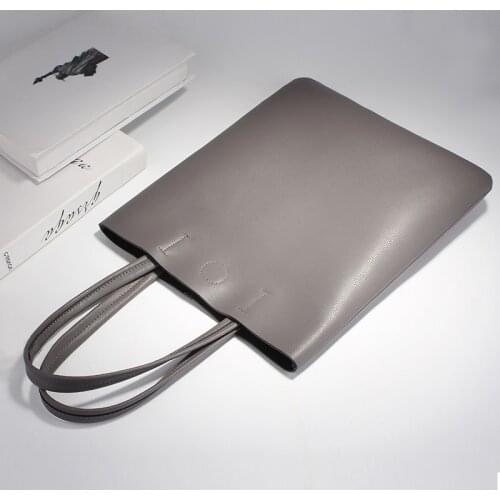 Burminsa Cowhide Genuine Leather Tote Bags For Women Simple Large Capacity Female Shoulder Bags A4 Work Ladies Handbags 2021