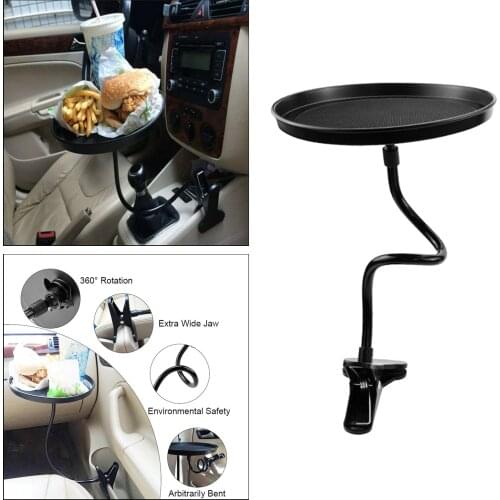 Black Multifunction 360° Swivel Car Travel Tray Food Eating Coffee Bottle Table Stand Mount Holder Organizer Accessories