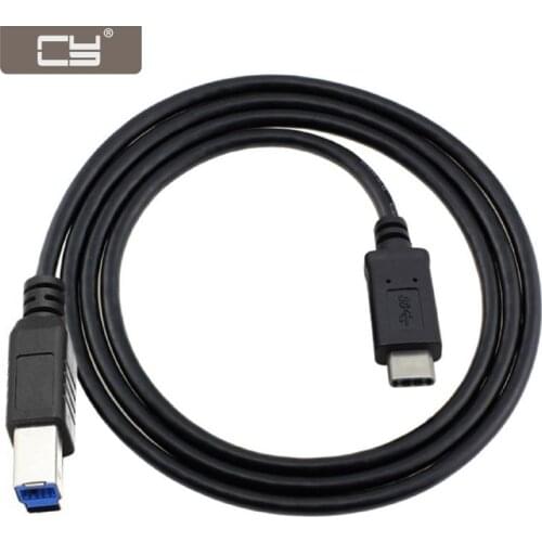 CYSM USB-C USB 3.1 Type C Male Connector to USB Standard B Male Data Cable for Mac book & Laptop Black Color